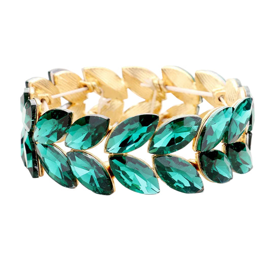 Emerald Marquise Crystal Stretch Evening Bracelet
