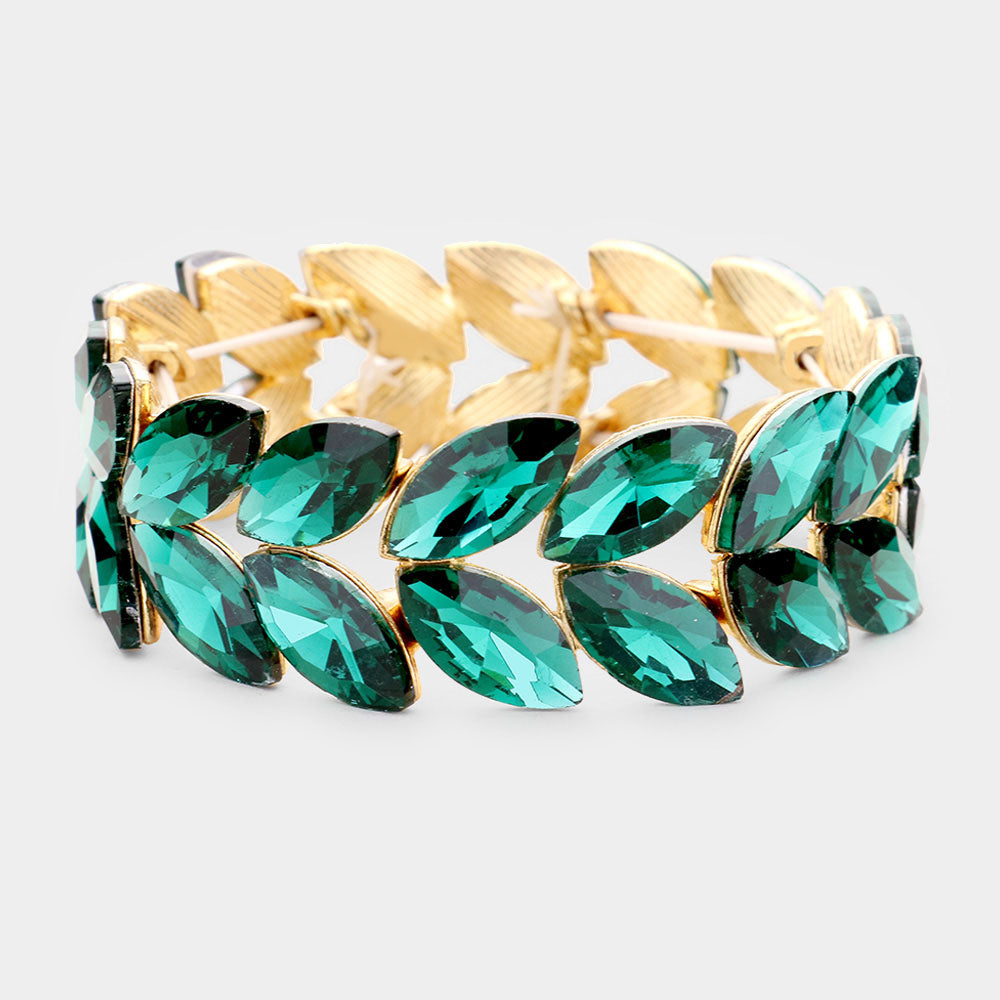 Emerald Marquise Crystal Stretch Evening Bracelet