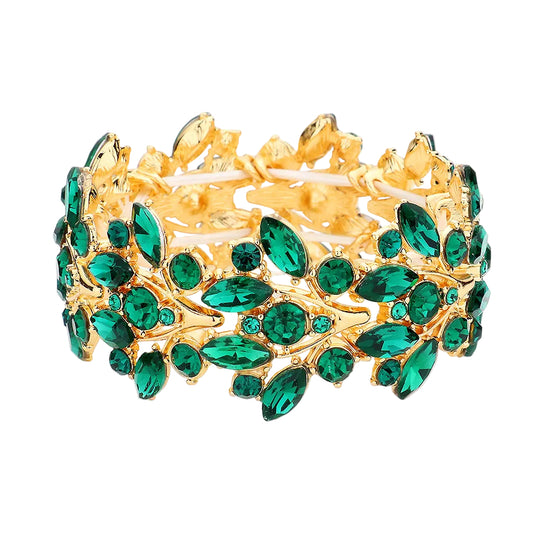 Pulsera elástica de noche con cristales marquesina -PG