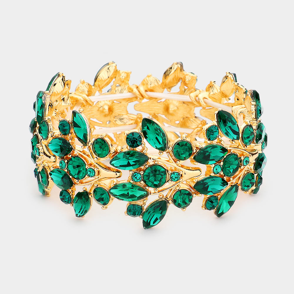 Pulsera elástica de noche con cristales marquesina -PG