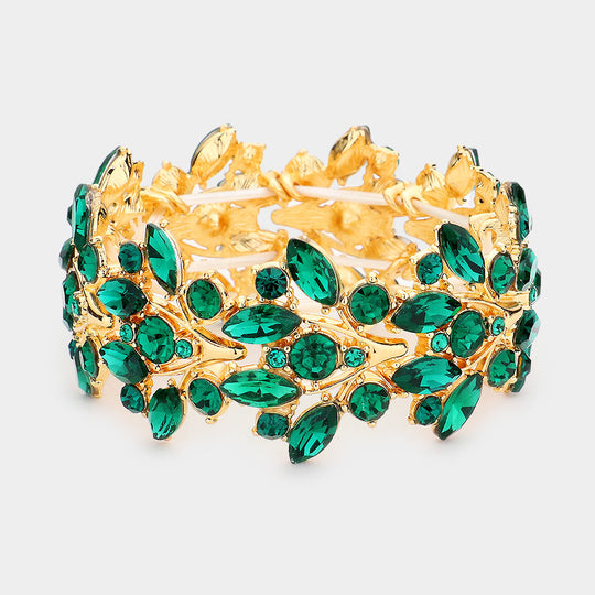 Pulsera elástica de noche con cristales marquesina -PG