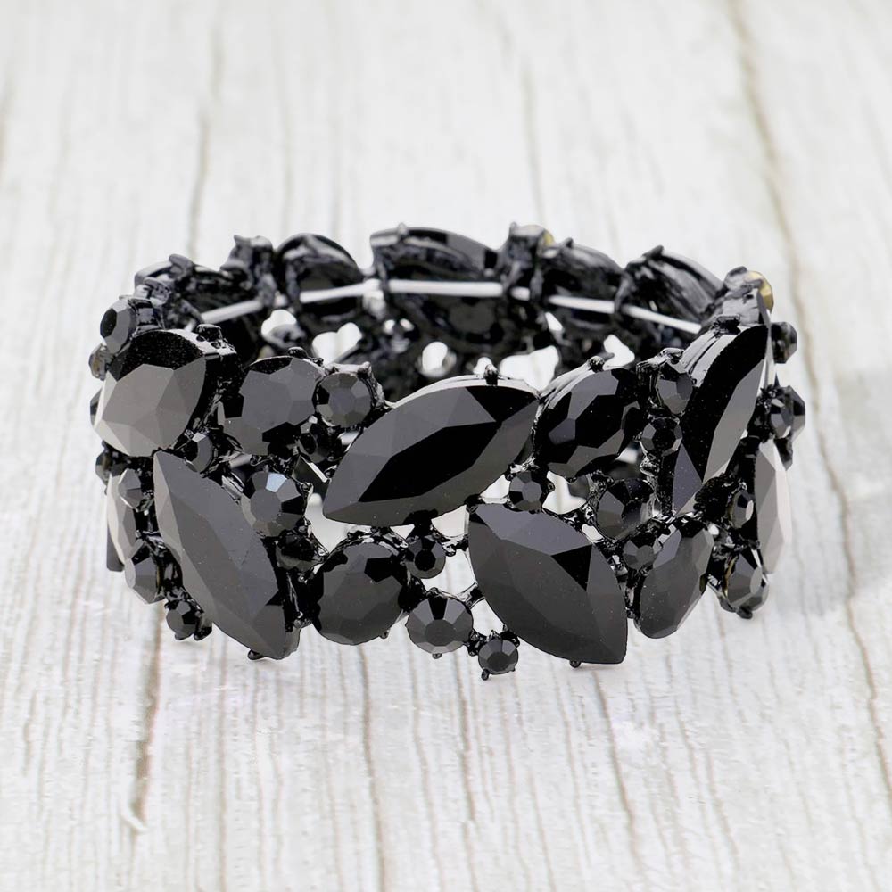 Pulsera elástica de noche con cristales marquesina -PG