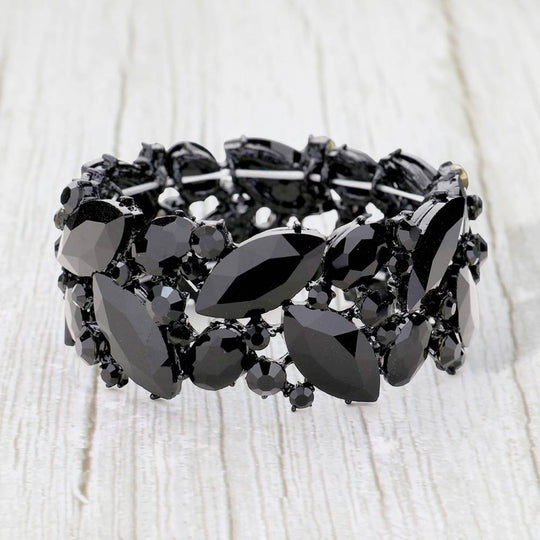Pulsera elástica de noche con cristales marquesina -PG