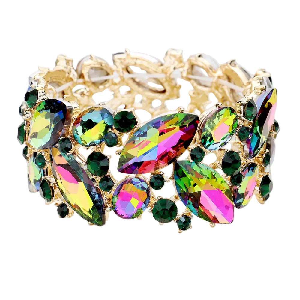 Multicolor Faceted Stone Stretch Bracelet Vitrail