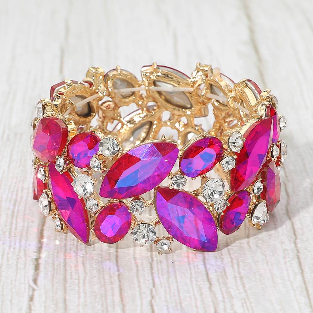 Pulsera elástica de noche con cristales marquesina -PG
