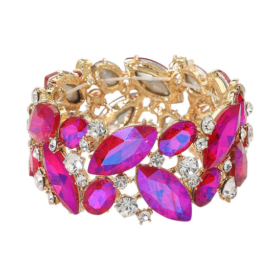 Pulsera elástica de noche con cristales marquesina -PG