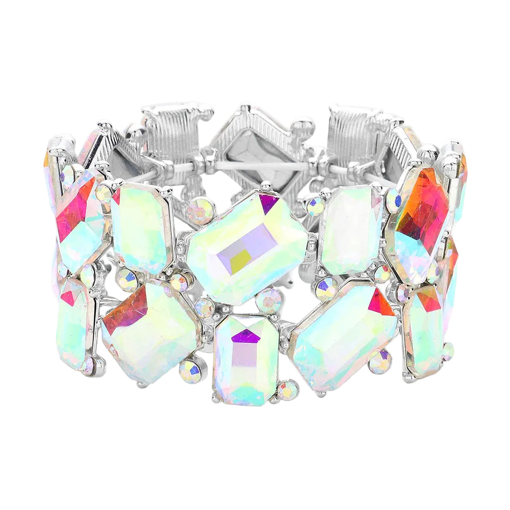 Multicolored gemstone bracelet on a white background
