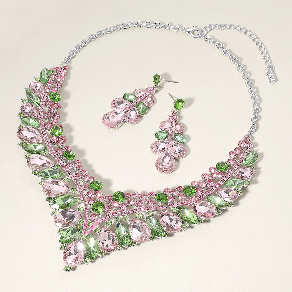 Conjunto de collar con corte octogonal de cristal: cristal