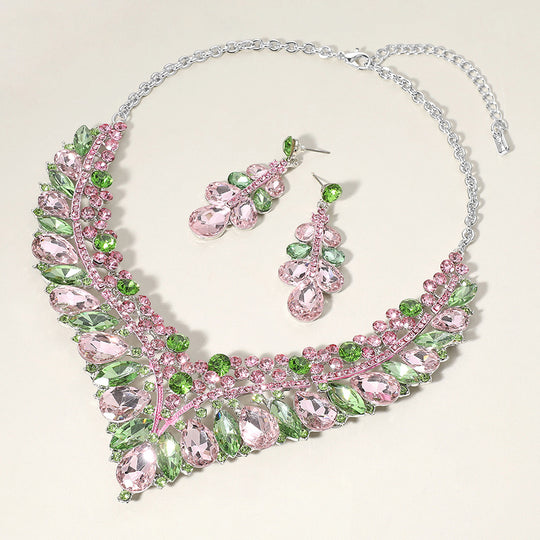 Conjunto de collar con corte octogonal de cristal: cristal
