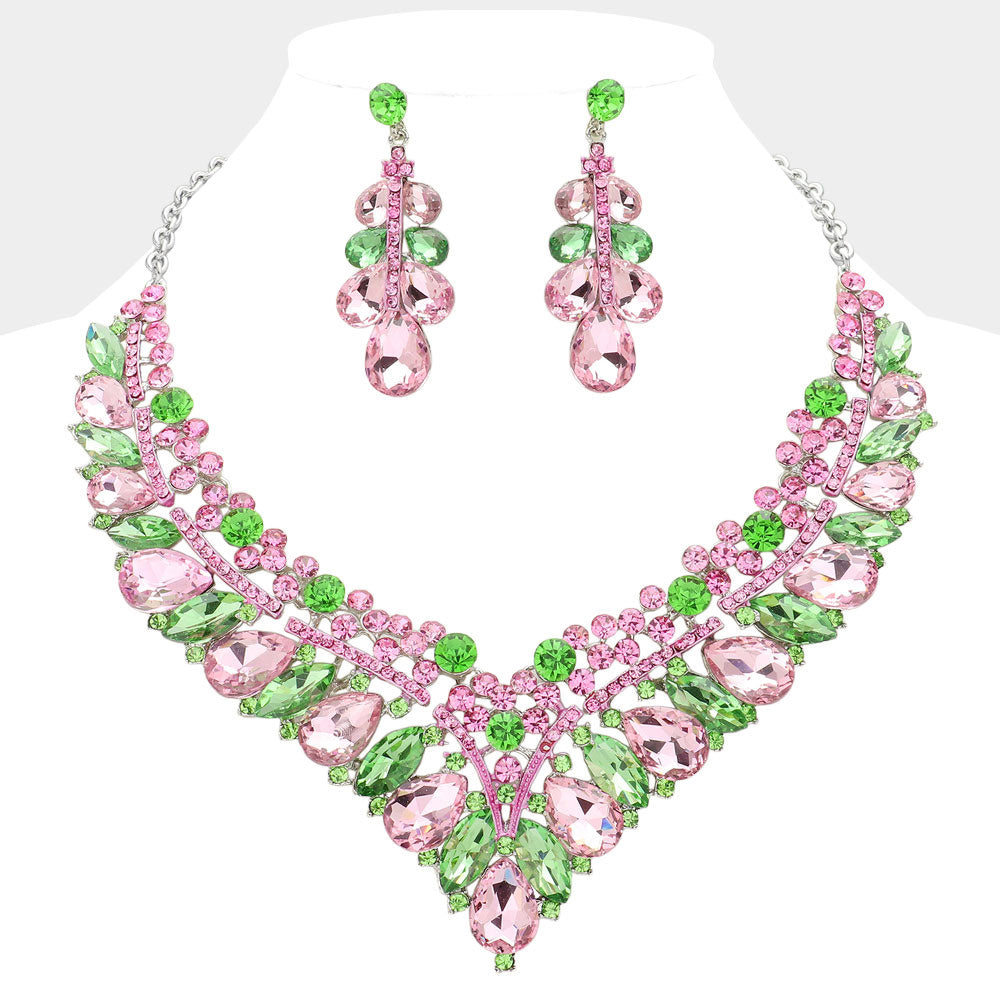 Conjunto de collar con corte octogonal de cristal: cristal