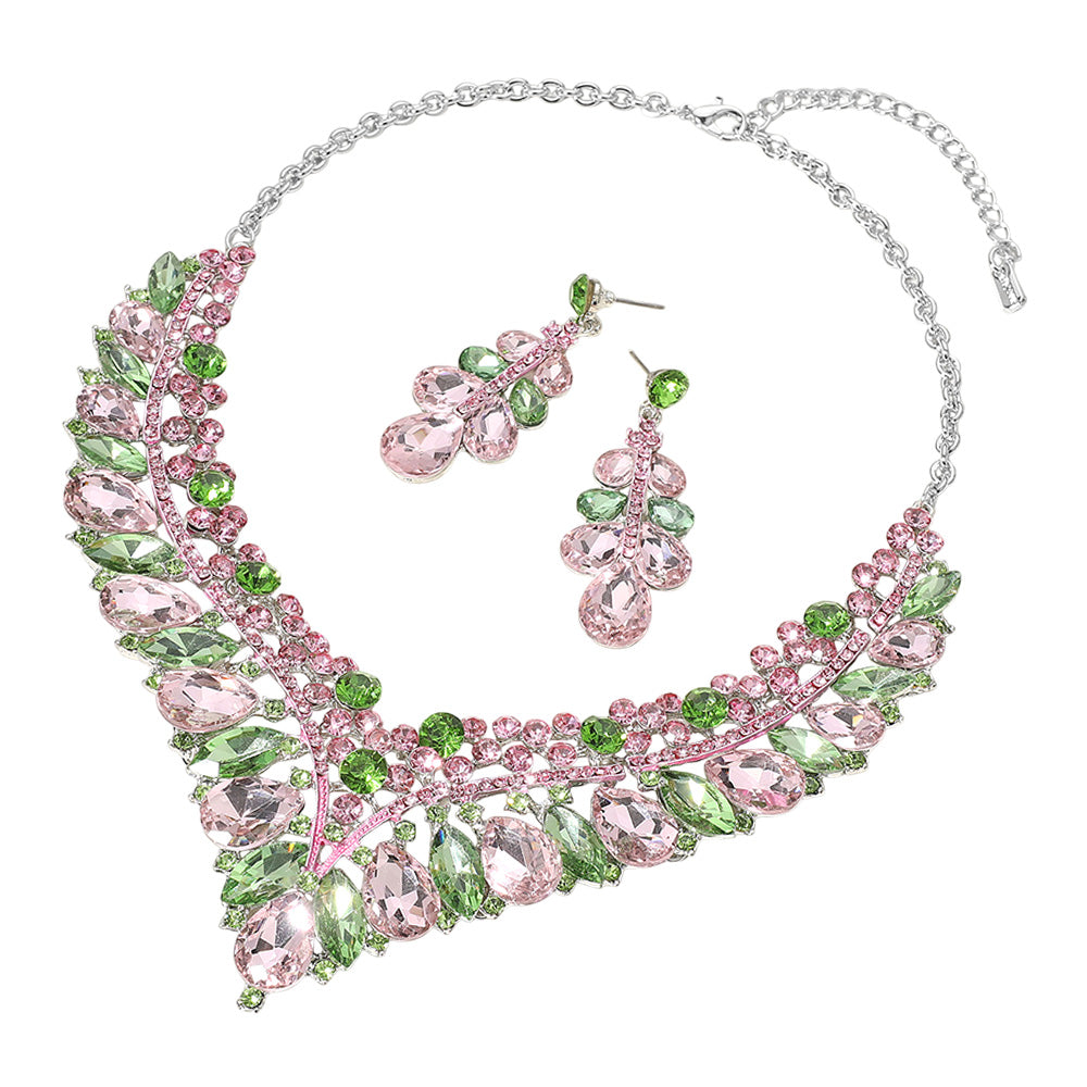 Conjunto de collar con corte octogonal de cristal: cristal