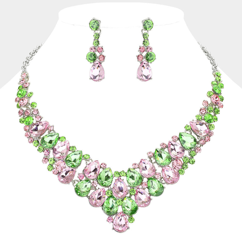Conjunto de collar con corte octogonal de cristal: cristal