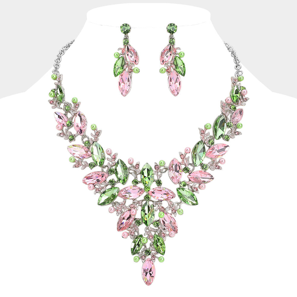 Conjunto de collar con corte octogonal de cristal: cristal