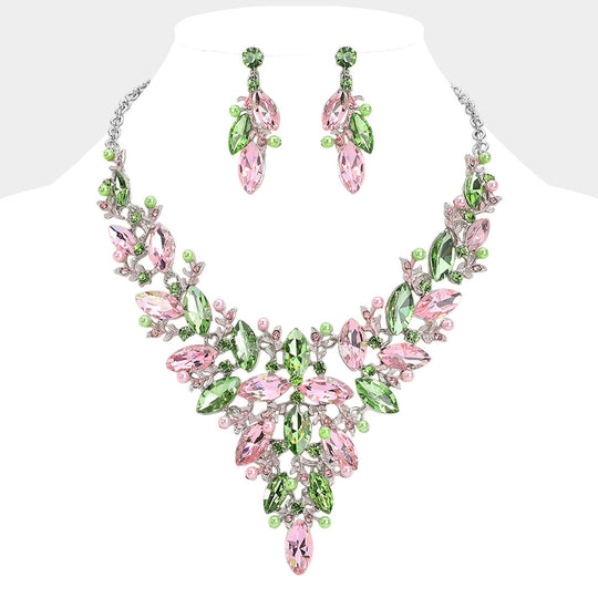 Conjunto de collar con corte octogonal de cristal: cristal