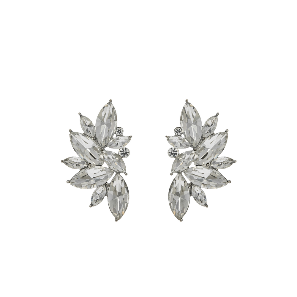 Gemstone cluster post earrings with faceted crystals – elegant evening jewelry