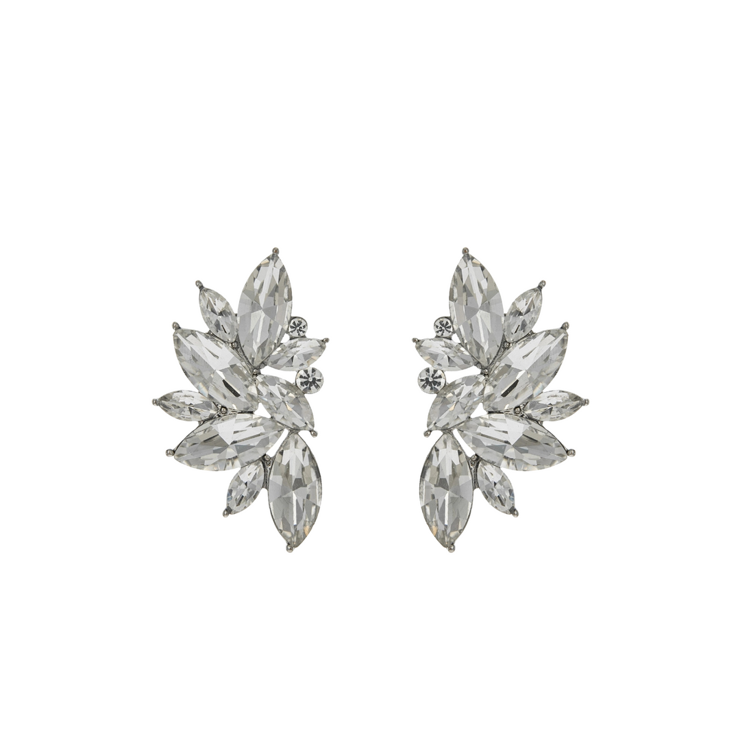 Gemstone cluster post earrings with faceted crystals – elegant evening jewelry