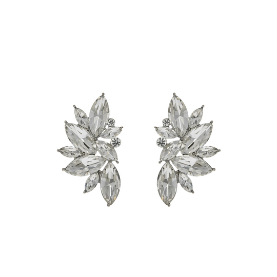 Gemstone cluster post earrings with faceted crystals – elegant evening jewelry