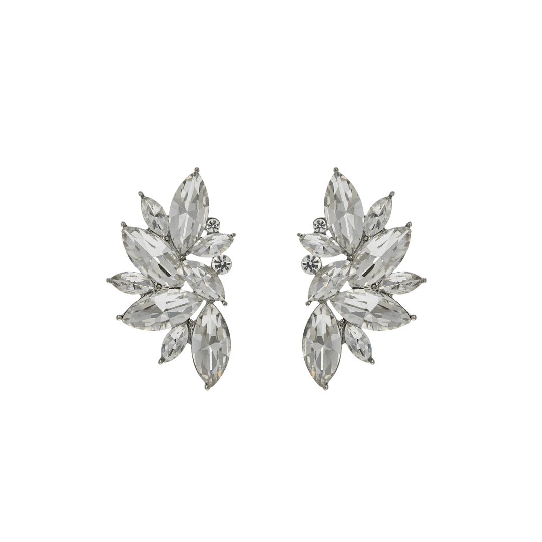 Gemstone cluster post earrings with faceted crystals – elegant evening jewelry