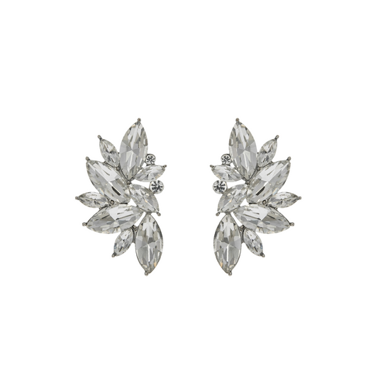 Gemstone cluster post earrings with faceted crystals – elegant evening jewelry