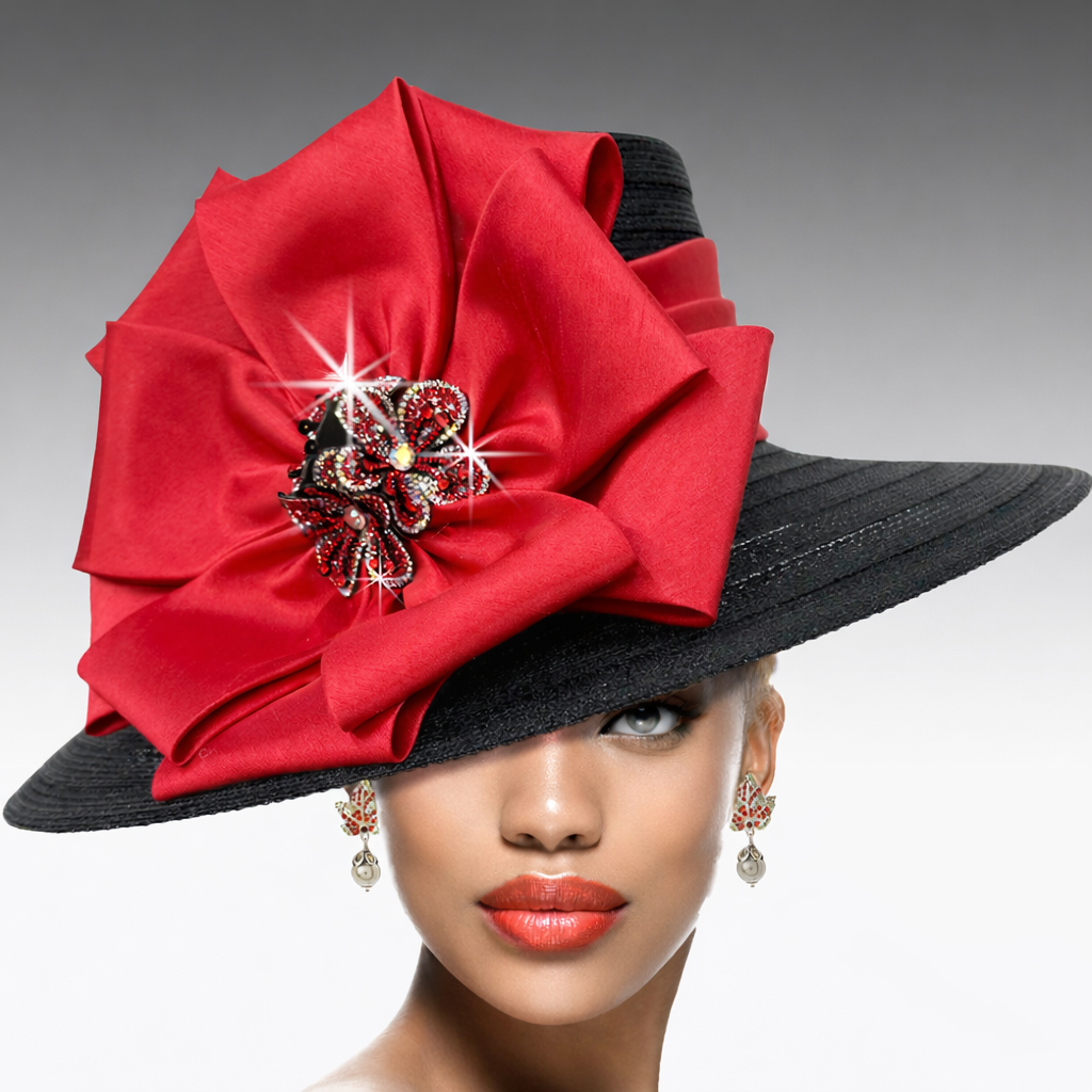 Sombrero Carmen de flores de cristal - Rojo
