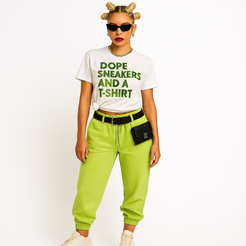 Camiseta de algodón orgánico vanguardista con detalle de lentejuelas y tejido del mismo color WG