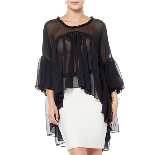 Jewel Neck Blouse - Black