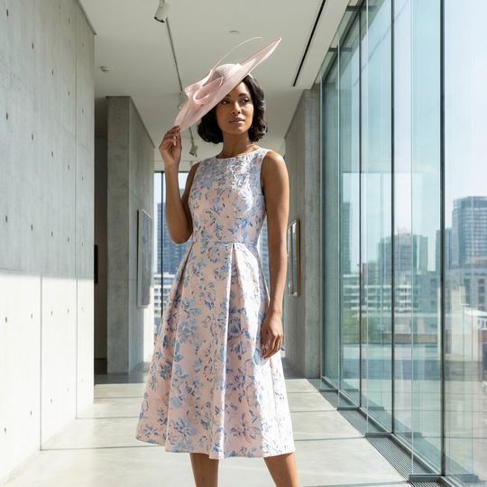 Lt. Pink Wide Brim Sinamay Saucer Fascinator Hat