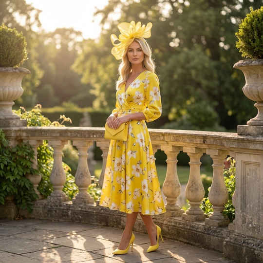 Yellow Sinamay Fascinator on Satin Headband
