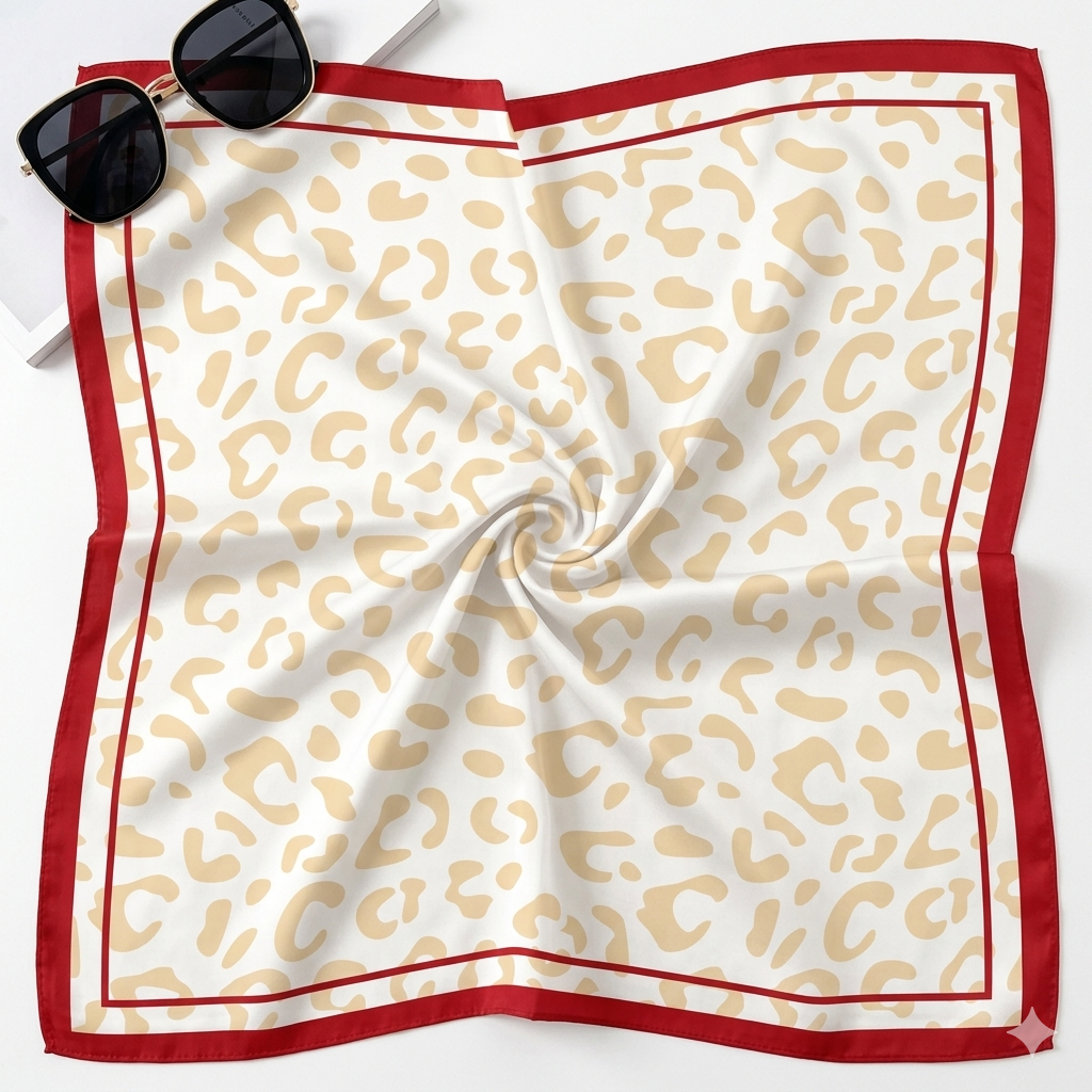 Crimson &amp; Cream Leopard Color Story Square Scarf – 35” x 35”
