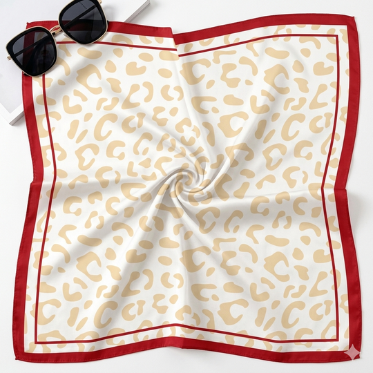 Crimson &amp; Cream Leopard Color Story Square Scarf – 35” x 35”