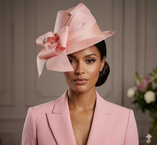 Blush Pink Fedora Hat with Statement Bow