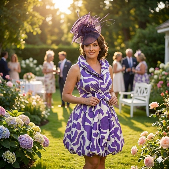 Print Bubble Dress with Double Wired Collar