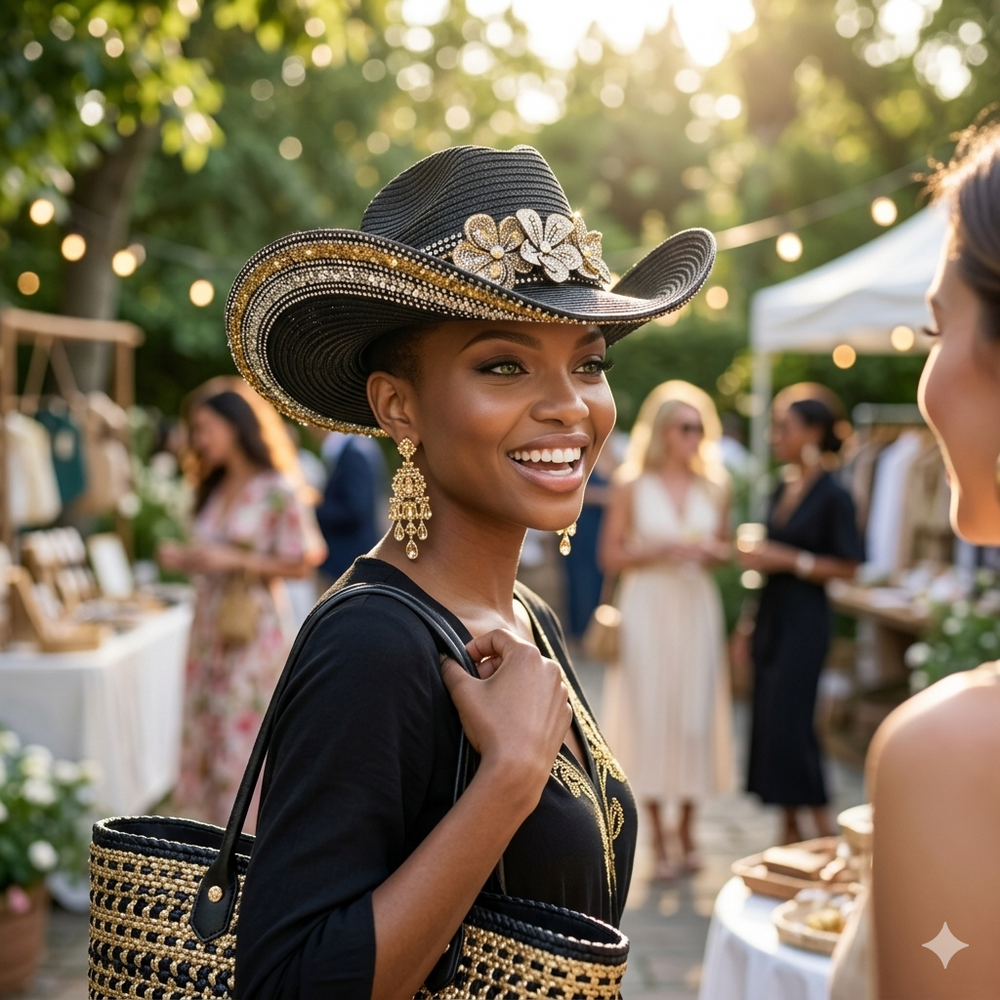 Sombrero Acapulco con Joyas - Negro