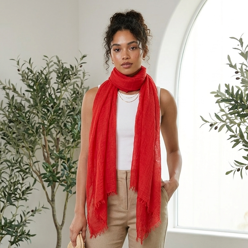 Blumen-Krawatte aus Polyamidseide – Rot