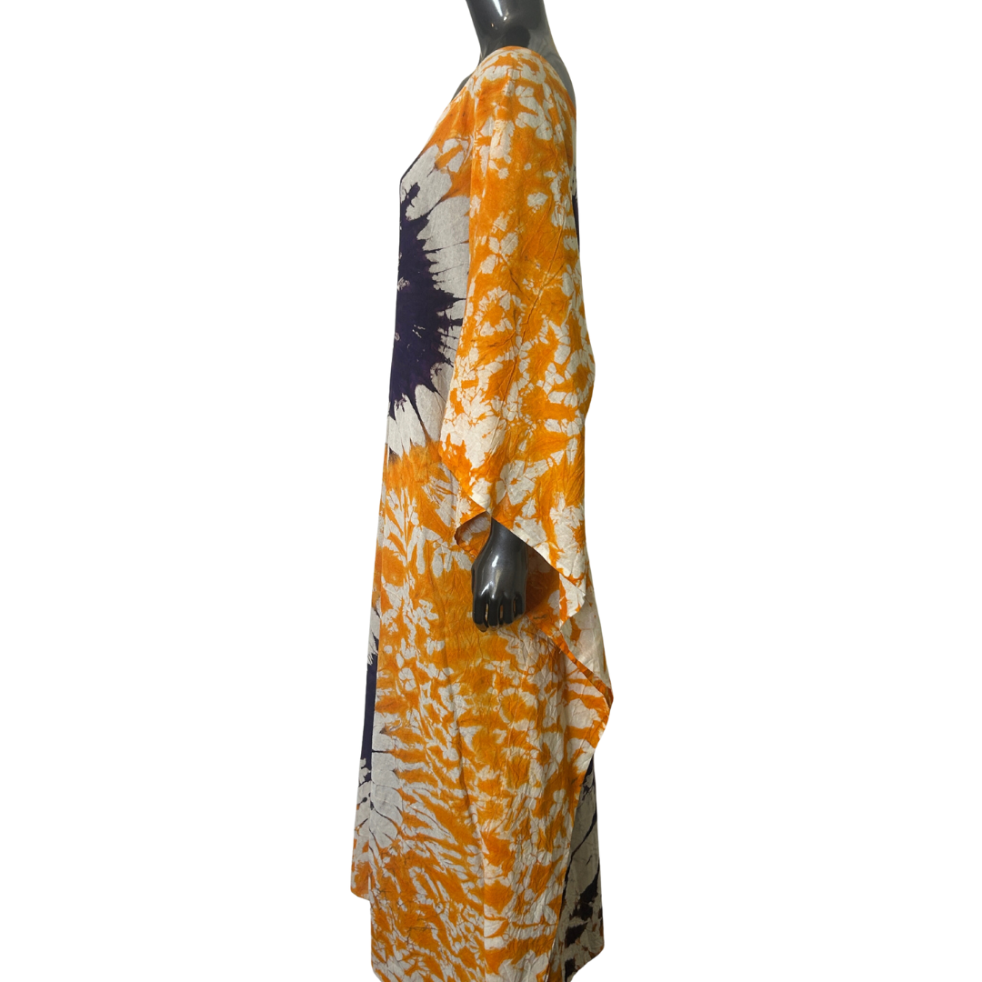 Handmade Tie Dye African Caftan - Orange Purple