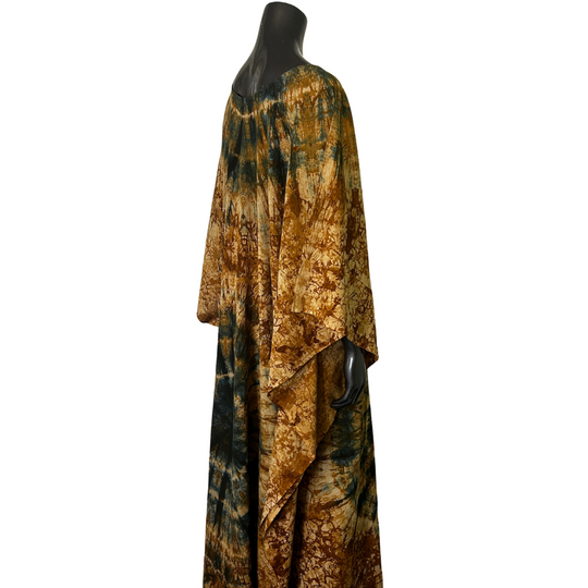 Handmade Tie Dye African Caftan - Brown Blue