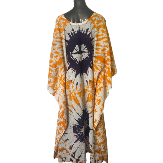 Handmade Tie Dye African Caftan - Orange Purple