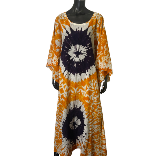 Handmade Tie Dye African Caftan - Orange Purple