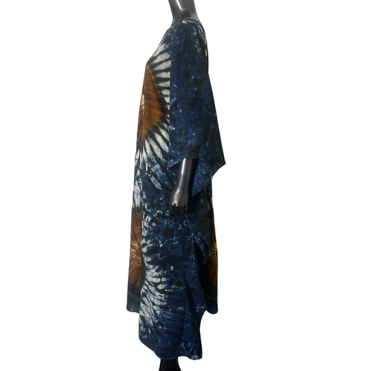 Handmade Tie Dye African Caftan - Blue Brown