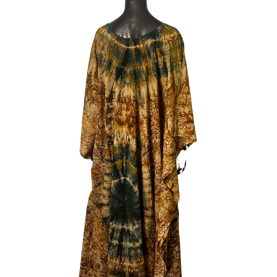 Handmade Tie Dye African Caftan - Brown Blue