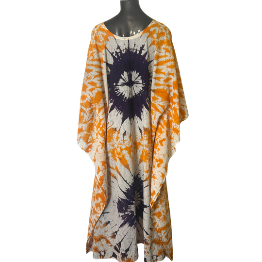 Handmade Tie Dye African Caftan - Orange Purple