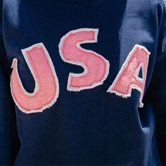 USA Patch Pullover Sweatshirt - Blue