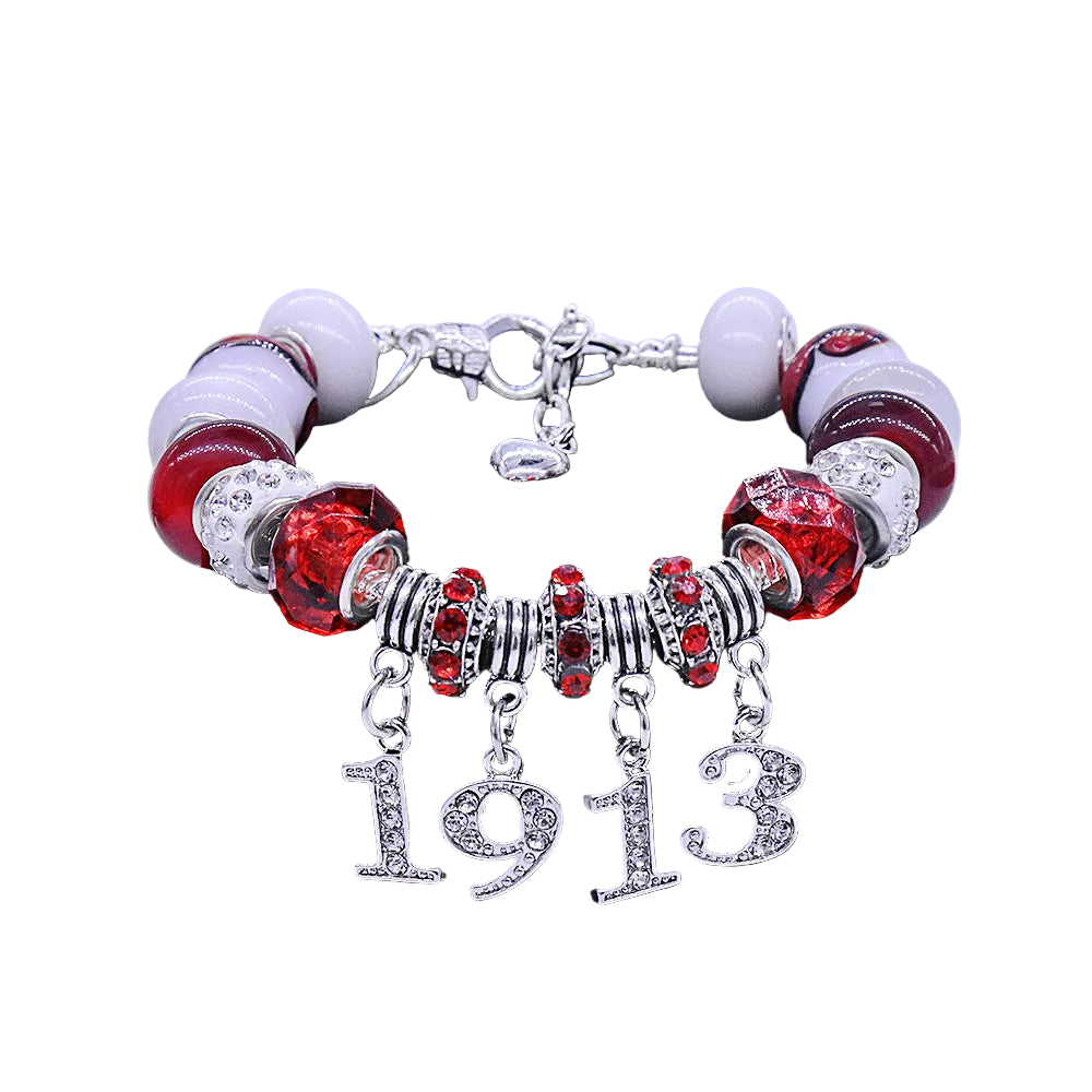 Delta Sigma Theta 1913 Charm Beaded Bracelet