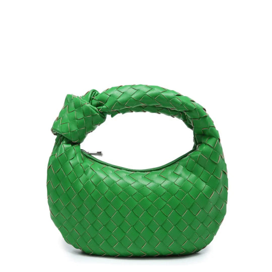 Braided Hattie Bag – Chic Vegan Leather Green Shoulder Handbag