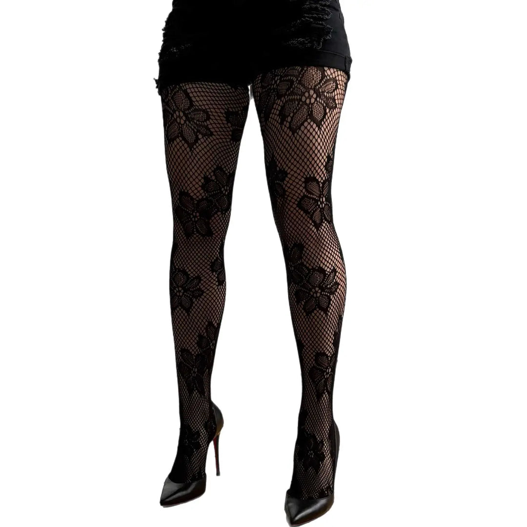 Floral Lace Sheer Tights – Patterned Luxury Hosiery