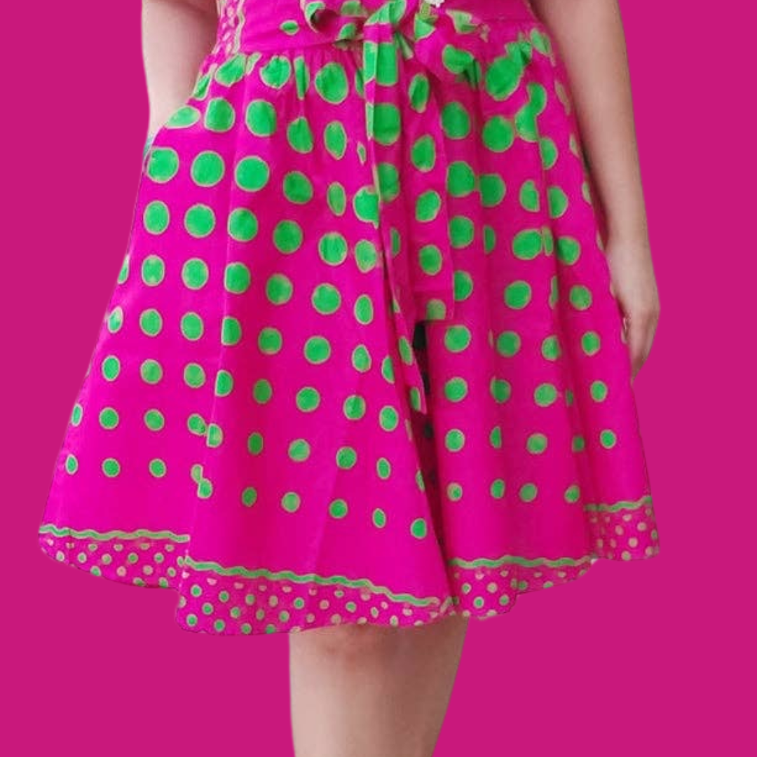 Pink and Green Polka Dot Skirt
