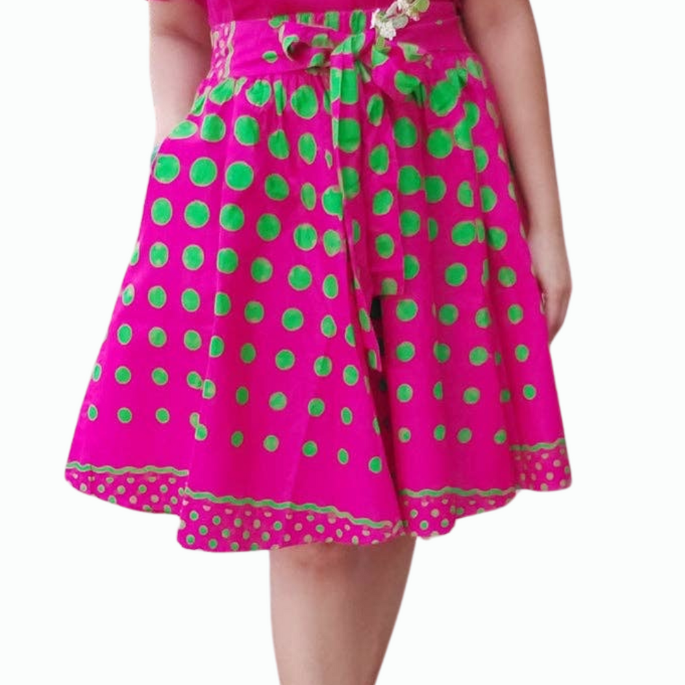 Pink and Green Polka Dot Skirt