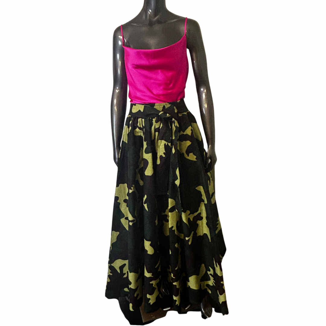Long Maxi Skirt- Green Camouflage