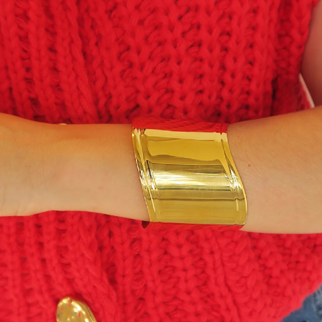 Antonia Cuff Bracelet – Wide Sculptural Gold Statement Cuff