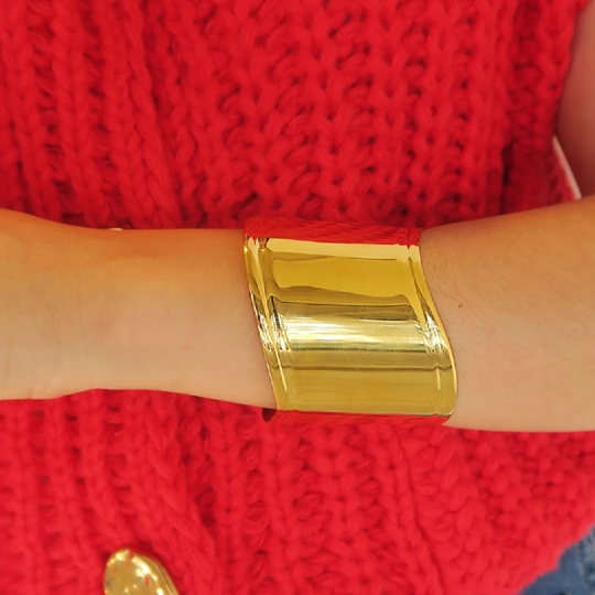 Antonia Cuff Bracelet – Wide Sculptural Gold Statement Cuff